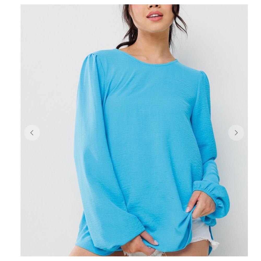 Boho Balloon Long Sleeve Solid Blouse